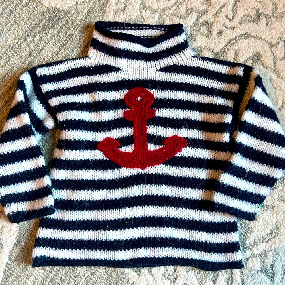 Nautical Striped Kids Sweater - Navy, White, and Red